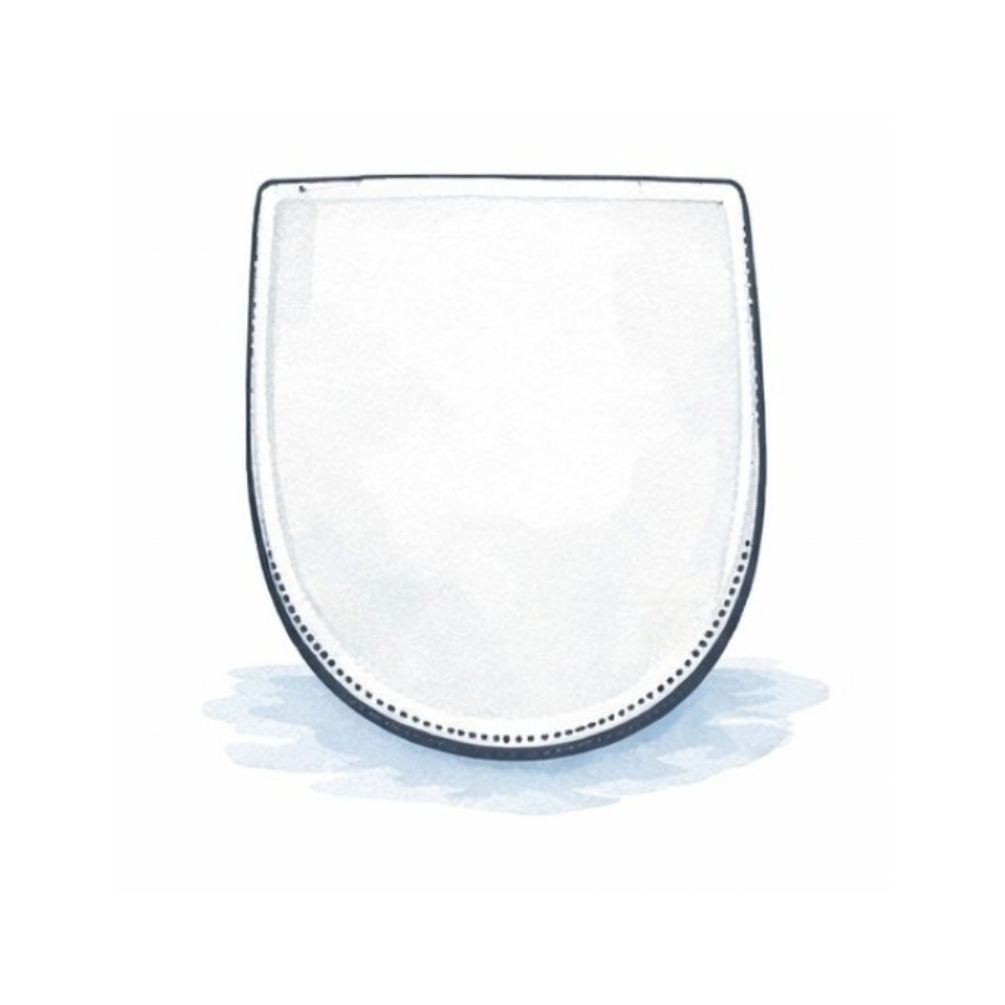 Illustration of a D-shaped toilet seat