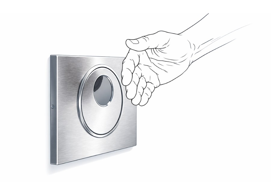 Illustration of a sensor activated flush plate