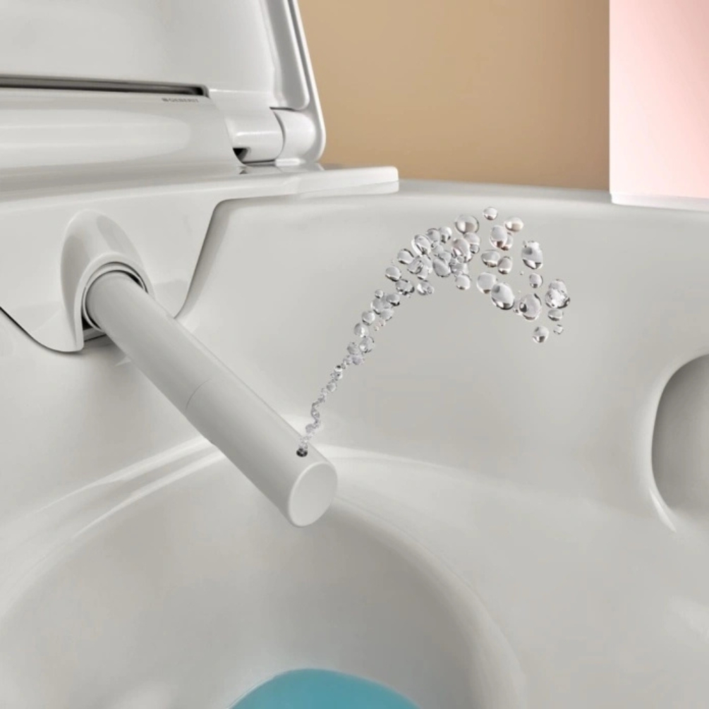 Image of the Geberit Aquaclean Spray Arm extending from the seat
