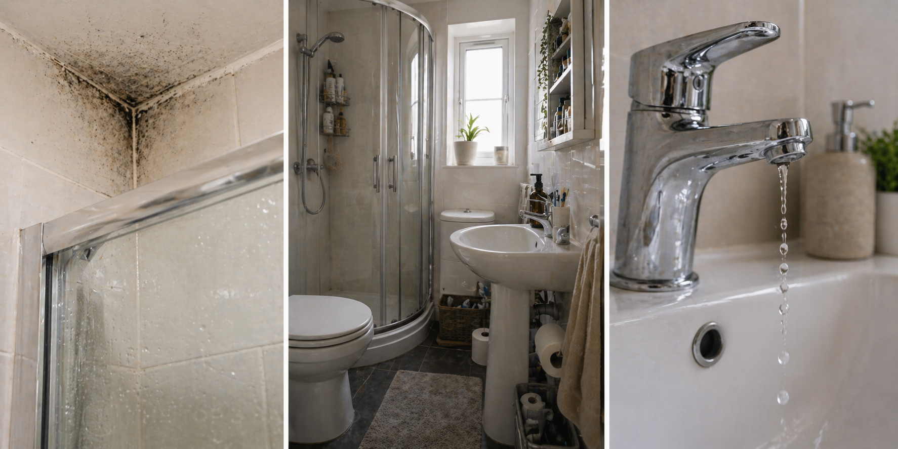 The three bathroom deal-breakers, mould, low water pressure, and space
