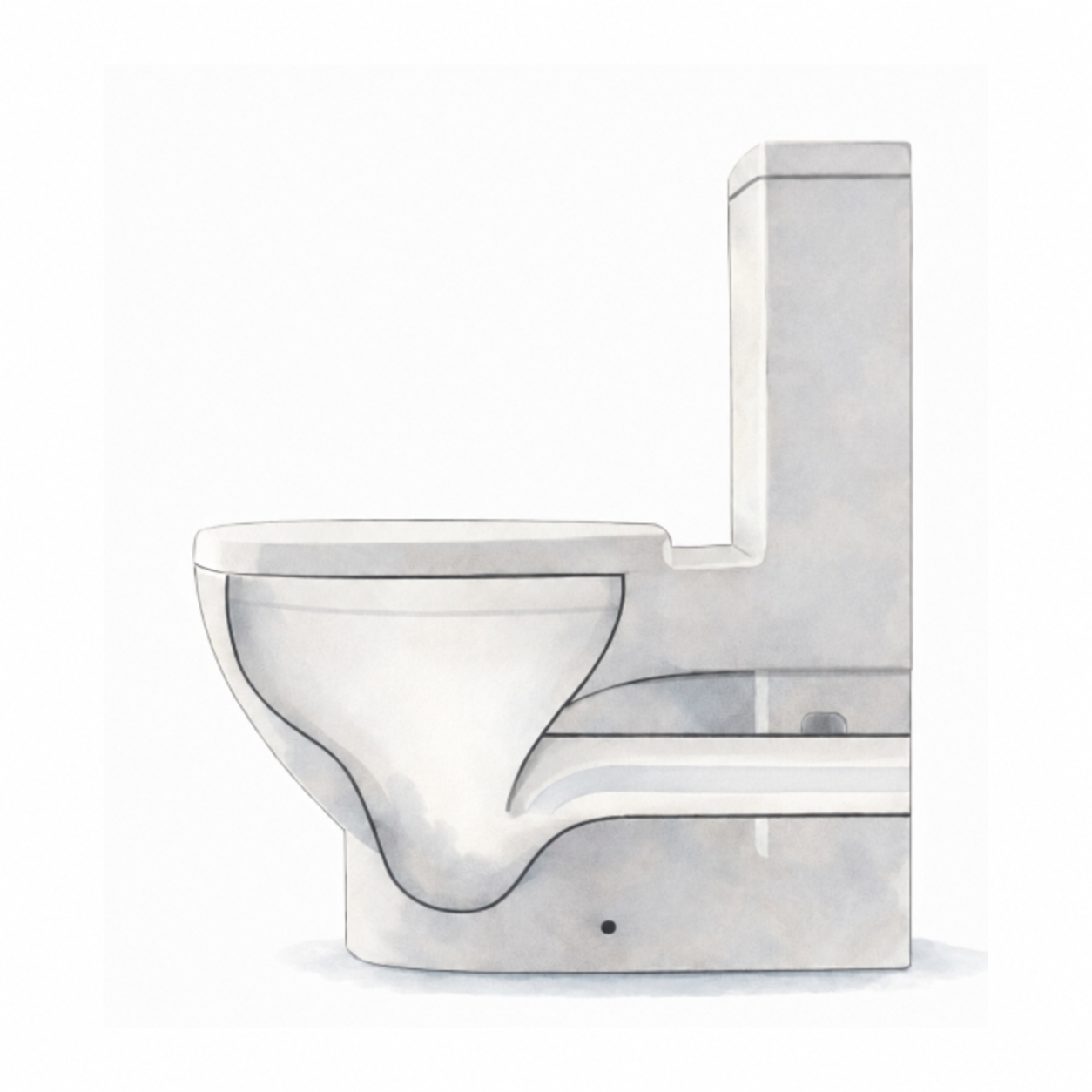 Side view illustration of a toilet with a P-trap