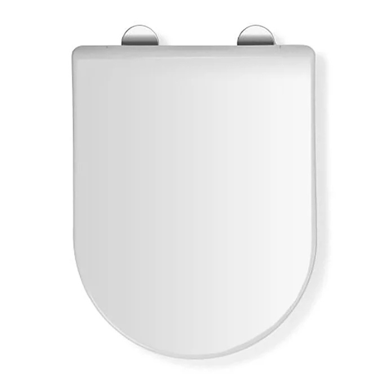 A top-down view of a D-Shaped toilet seat