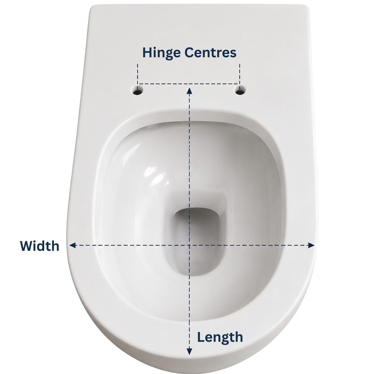 Toilet seat measurements illustration