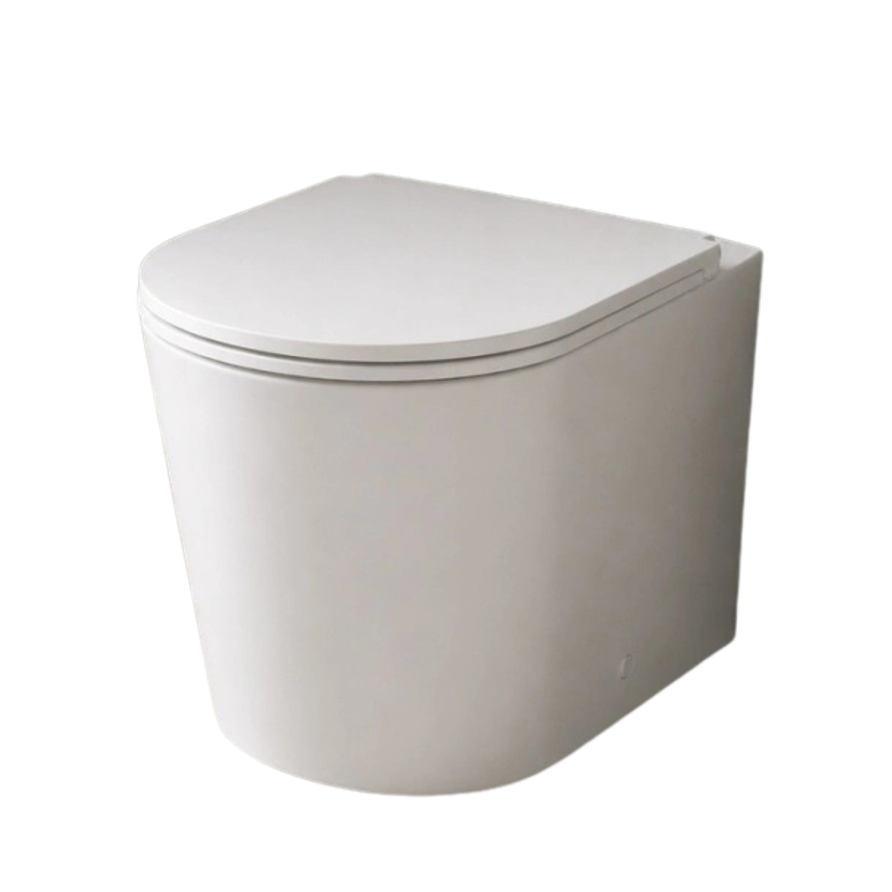 A cut out image of a back-to-wall toilet with a slimline toilet seat