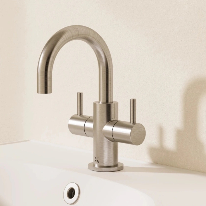 Lifestyle image of the Crosswater MPRO Brushed Nickel Mini Monobloc Basin Mixer Tap