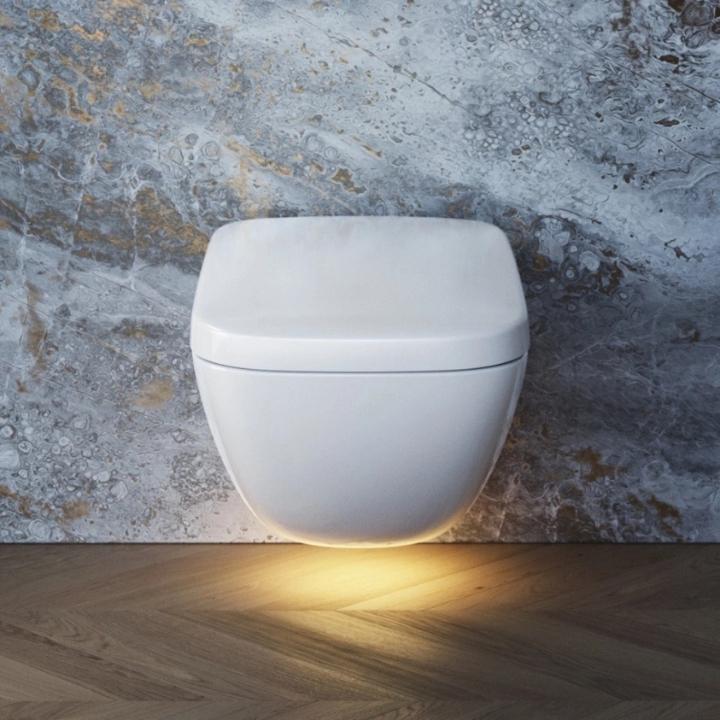 Lifestyle image of the TOTO Neorest WX1 Rimless Wall Hung Toilet