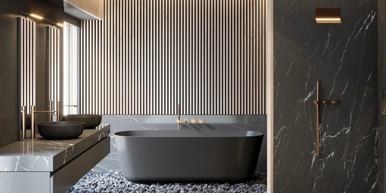 A modern bathroom made with timeless, high-quality materials