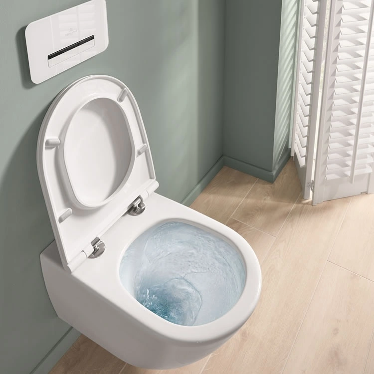 image of villeroy and boch universo rimless wall hung toilet showing rimless bowl