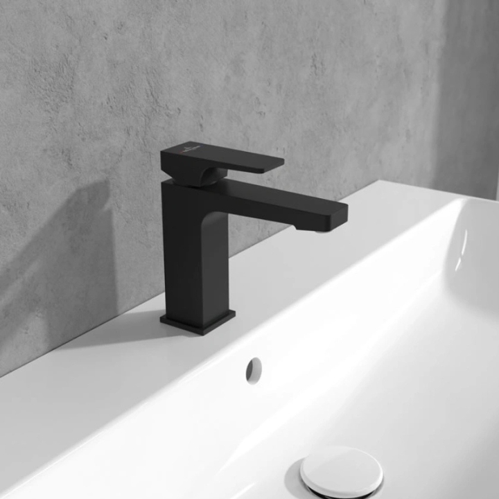 lifestyle image of Villeroy & Boch Architectura Square Matt Black Basin Mixer Tap