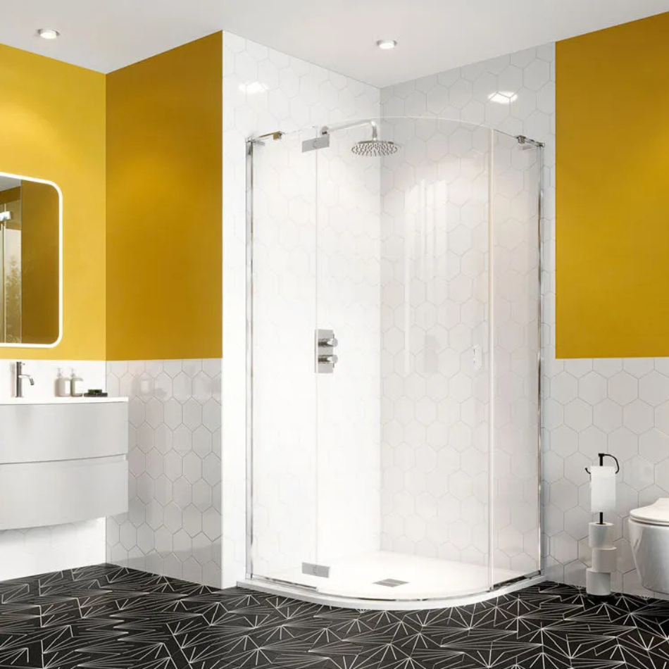 Product Lifestyle image of Crosswater Svelte 8 Single Door Quadrant Shower Enclosure