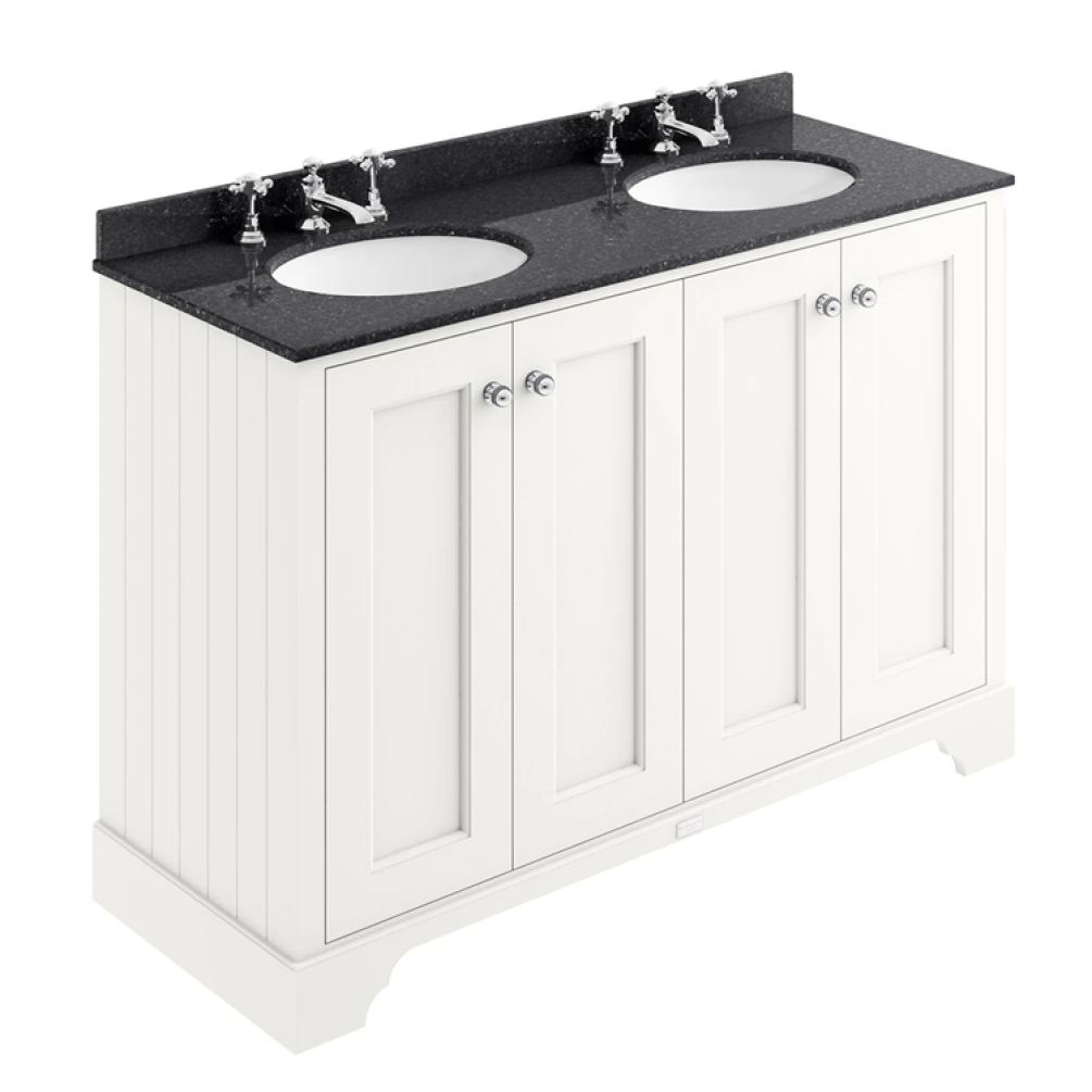 Bayswater Pointing White 1200mm 4 Door Vanity Unit & Black 3TH Worktop