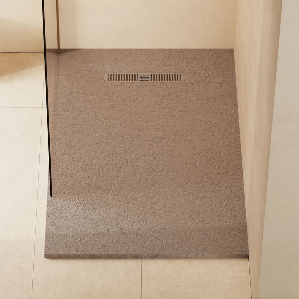 Lifestyle image of Crosswater Vito 1400mm x 900mm Brown Anti-Slip Rectangular Shower Tray