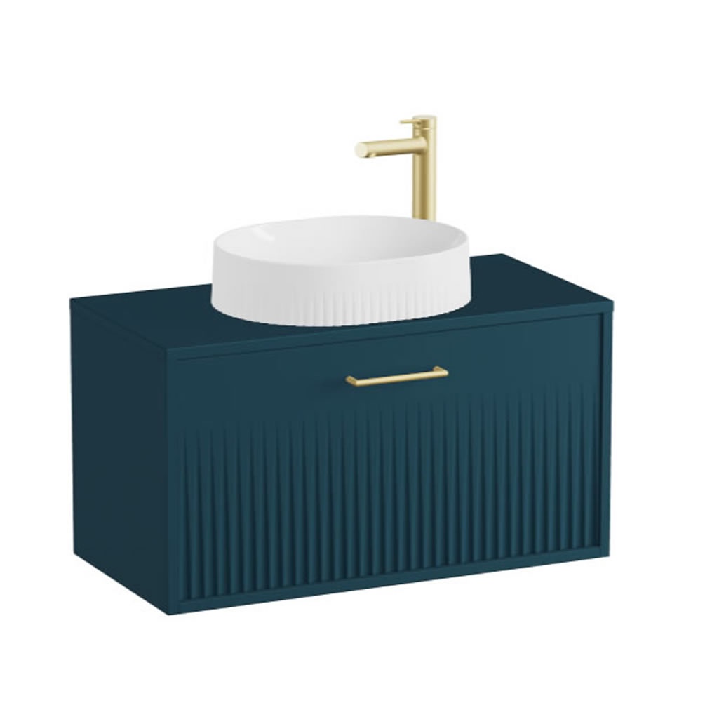 Vado Safari Fluted 800mm Atlantic Blue Wall Hung Vanity Unit & Worktop
