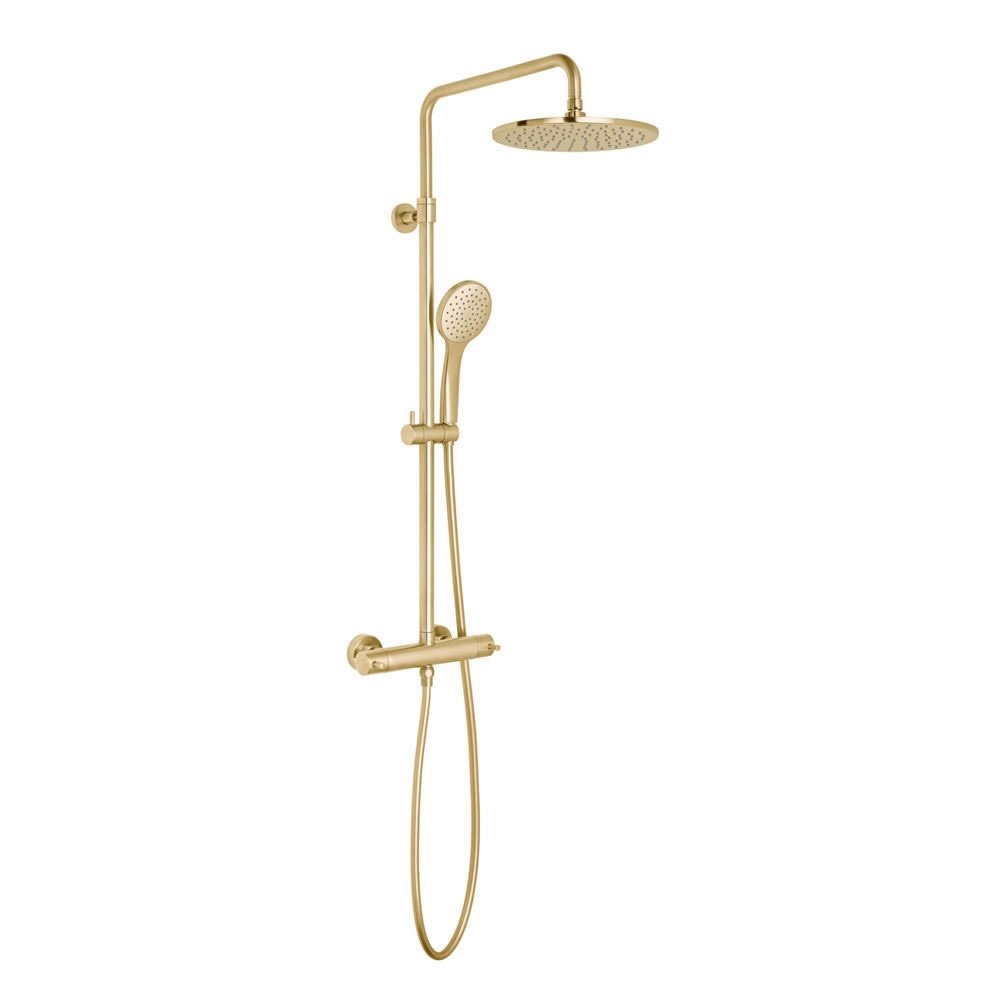 Cutout image of Vado Individual Brushed Gold Thermostatic Shower Column