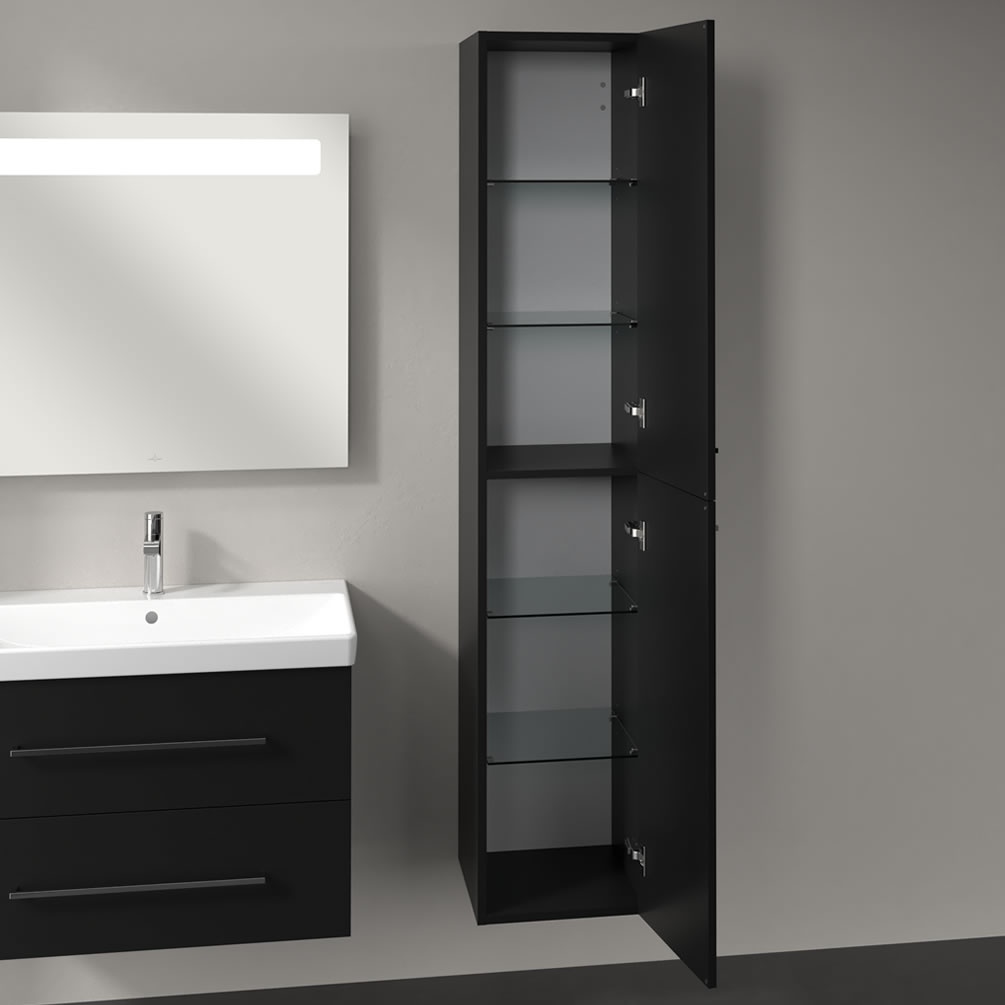 Lifestyle image of Villeroy & Boch Avento Volcano Black Tall Cabinet