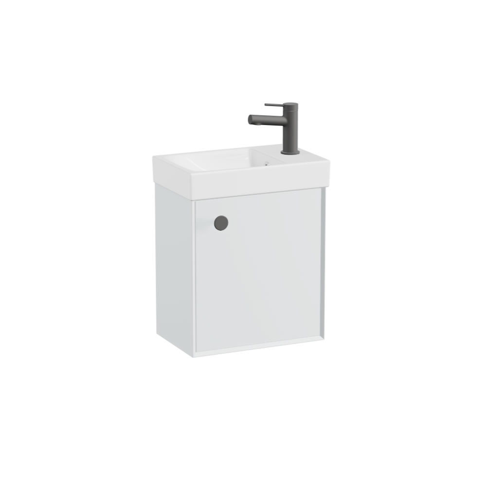 Vado Safari Smooth 400mm Arctic White Vanity Unit & Ceramic Basin - Left Pull