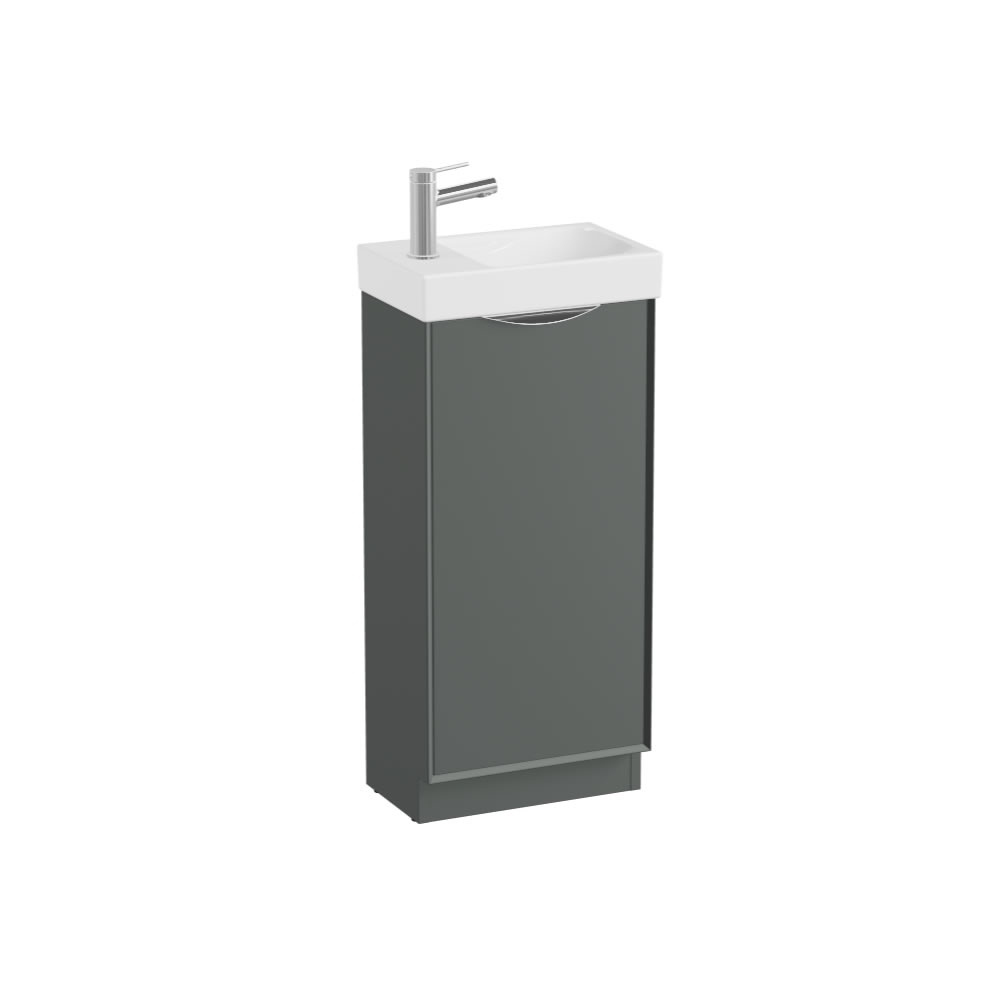 Vado Safari Smooth 400mm Charcoal Grey Vanity Unit & Ceramic  Basin - Right Pull
