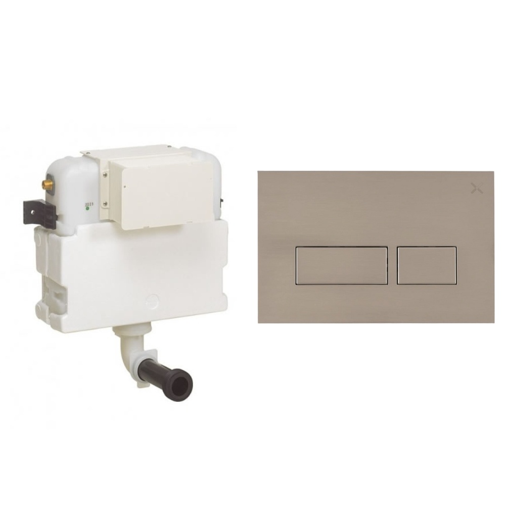 Cut out image of the Crosswater Standard Height Concealed WC Cistern with MPRO Brushed Stainless Steel Flush Plate