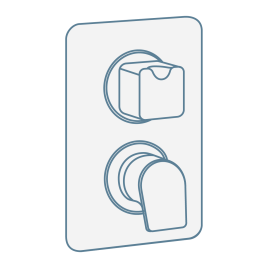 iconography image of a two outlet/dual outlet concealed shower valve mixer