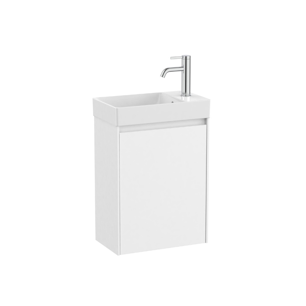 Cut out image of Roca Ona Compact 450mm x 260mm Matt White Wall Hung Cloakroom Vanity Unit & Basin