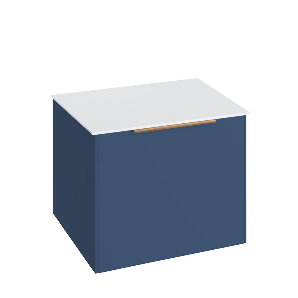 Abacus Concept Sit On Ocean Blue 600mm Vanity Unit - White Countertop