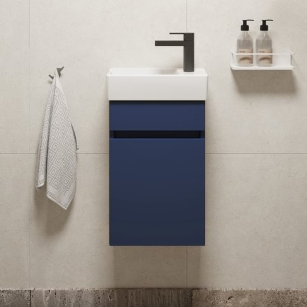 Close up image of the Abacus Concept Matt Blue S1 Vanity Unit & Basin Right-Handed Tap