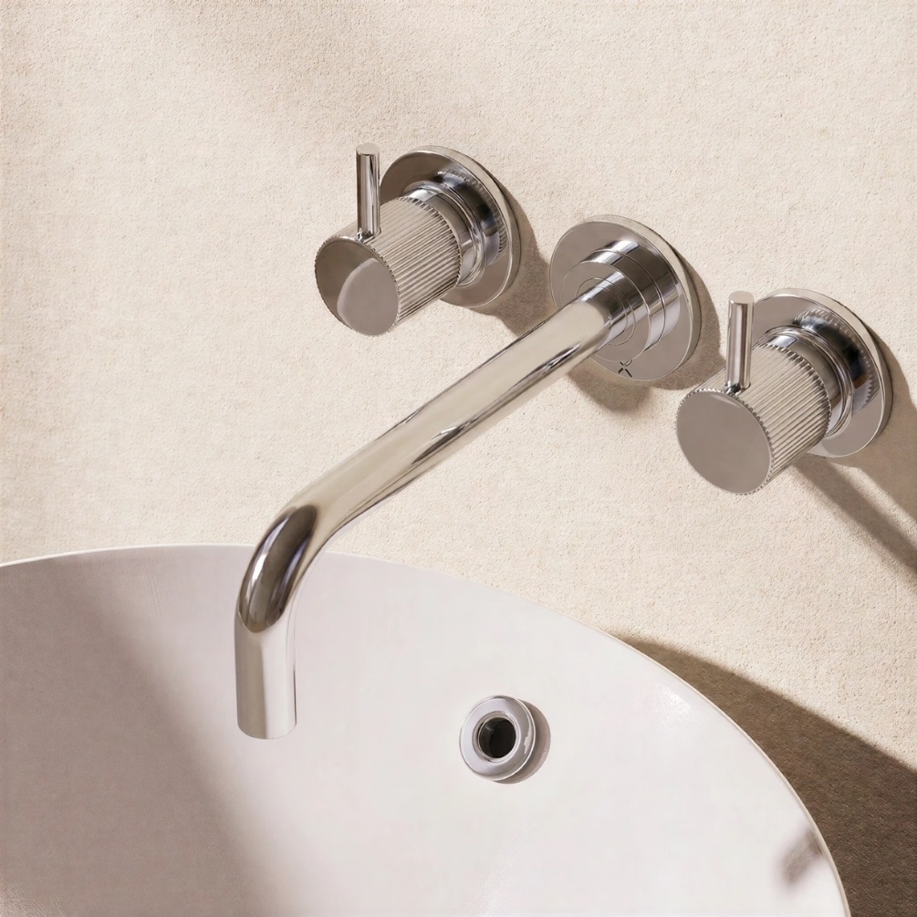 Crosswater MPRO Flute Chrome 3-Hole Wall Mounted Basin Mixer Tap Lifestyle