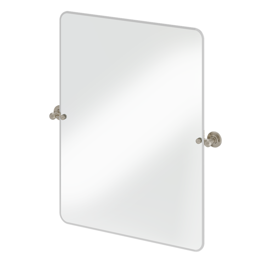 Burlington Brushed Nickel 650 x 850mm Rectangular Mirror With 1850 Fixings