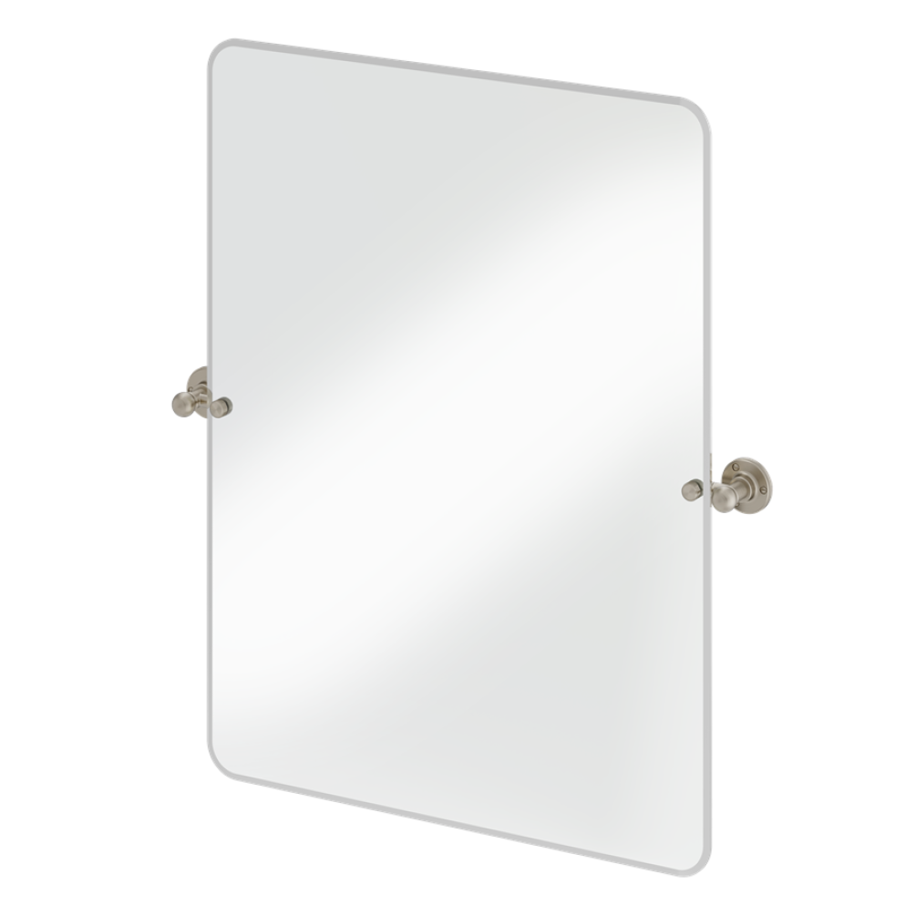 Burlington Brushed Nickel 650 x 850mm Rectangular Mirror With 1850 Fixings