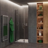 Lifestyle Photo of Crosswater Optix 10 Polished Stainless Steel Pivot Shower Door