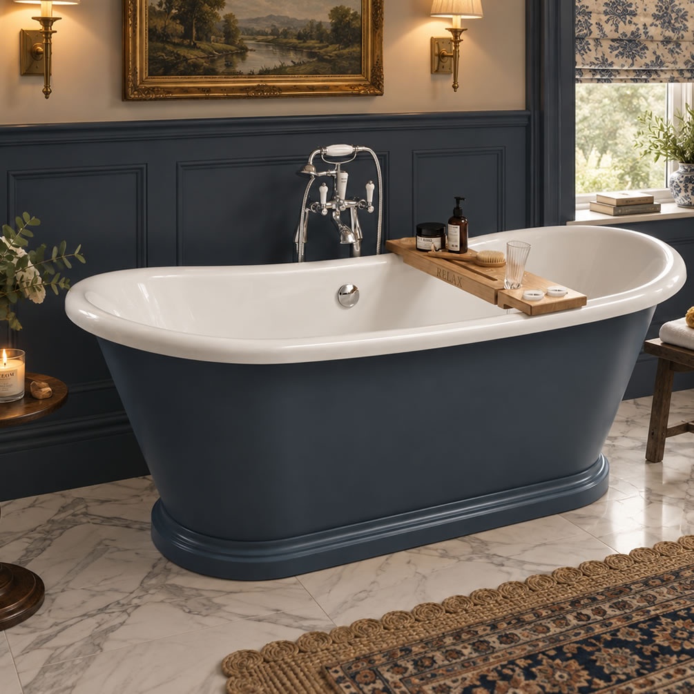 Lifestyle image of Alba 1580mm x 750mm Freestanding Boat Bath
