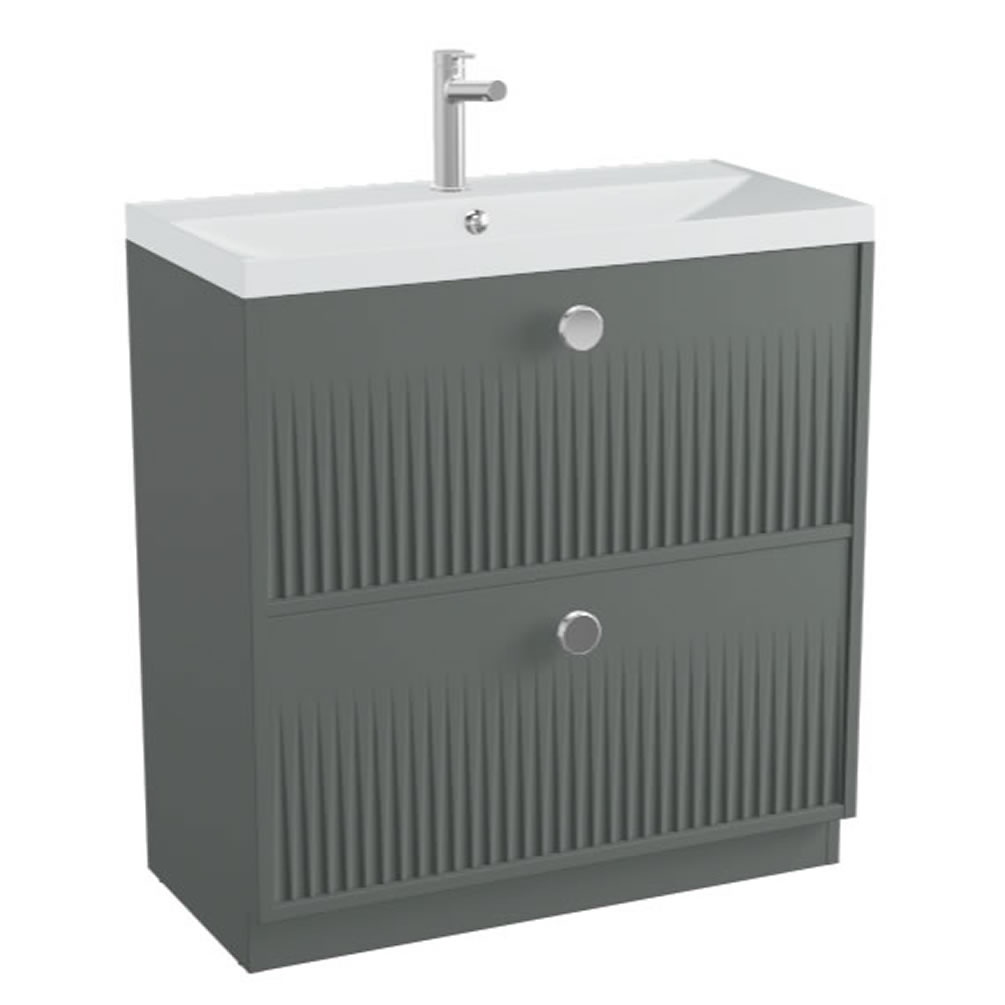 Vado Safari Fluted 800mm Charcoal Grey Floorstanding Vanity Unit & Mineral Basin