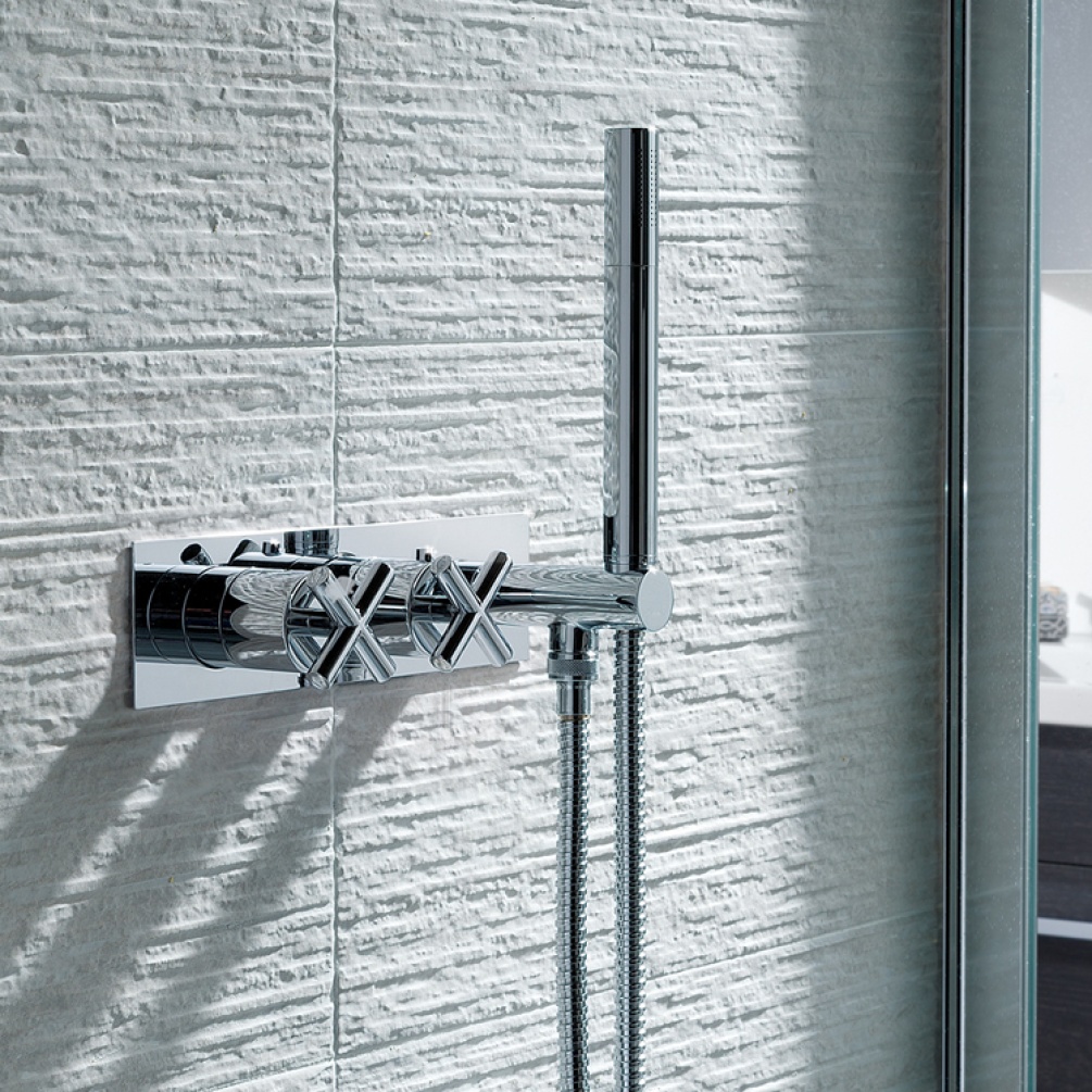 JTP Solex Chrome Twin Outlet Thermostatic Shower Valve With Handset - Image 1