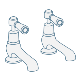 iconography image of traditional basin taps in a pillar style design