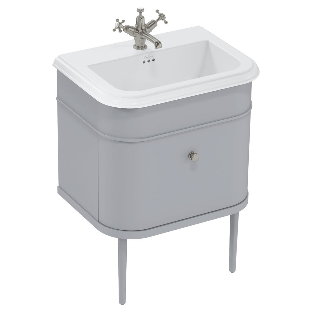Burlington 650mm Grey Vanity Unit With Ceramic Basin & Grey Legs