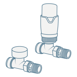 iconography image of a pair of straight radiator valves for bathroom radiators and towel rails