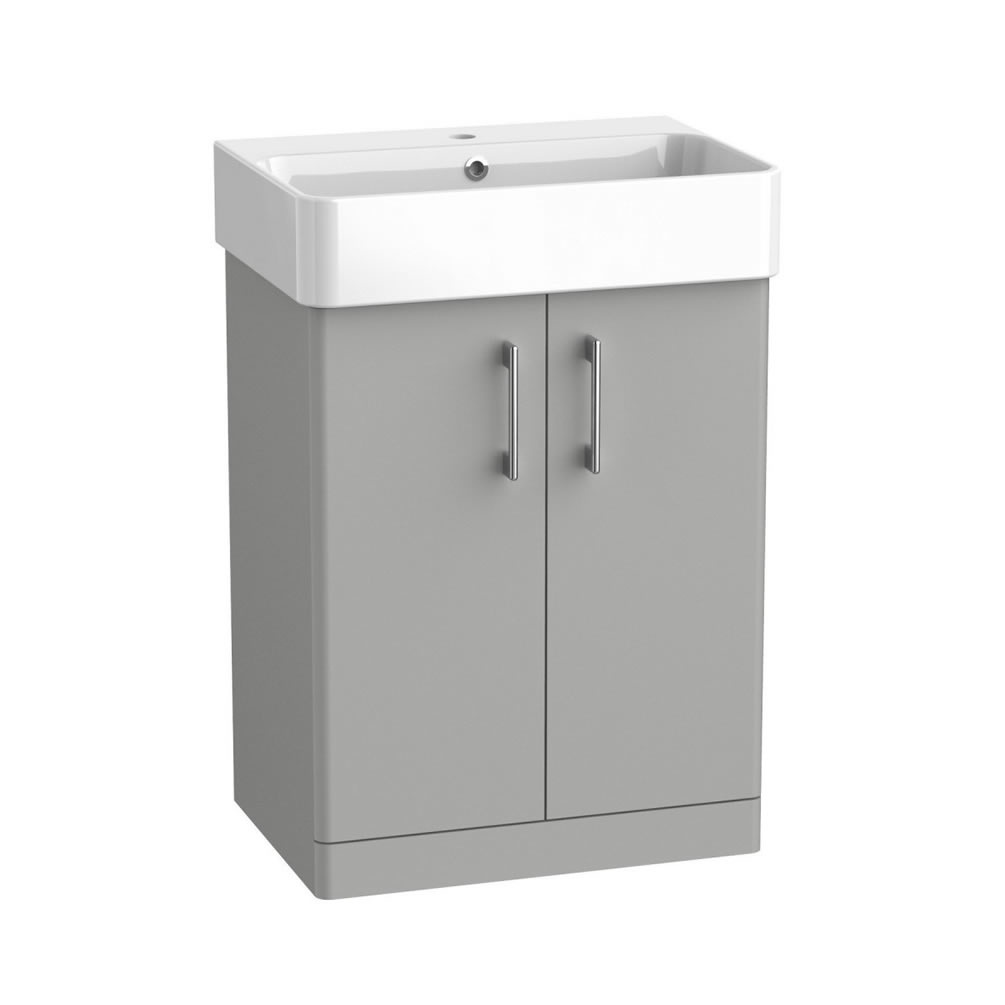 Tavistock Arlo 600mm Matt Light Grey Freestanding Vanity Unit & Basin
