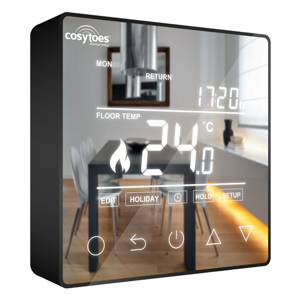 Product Cut out image of the Cosytoes Mirage Black Timerstat on an angle