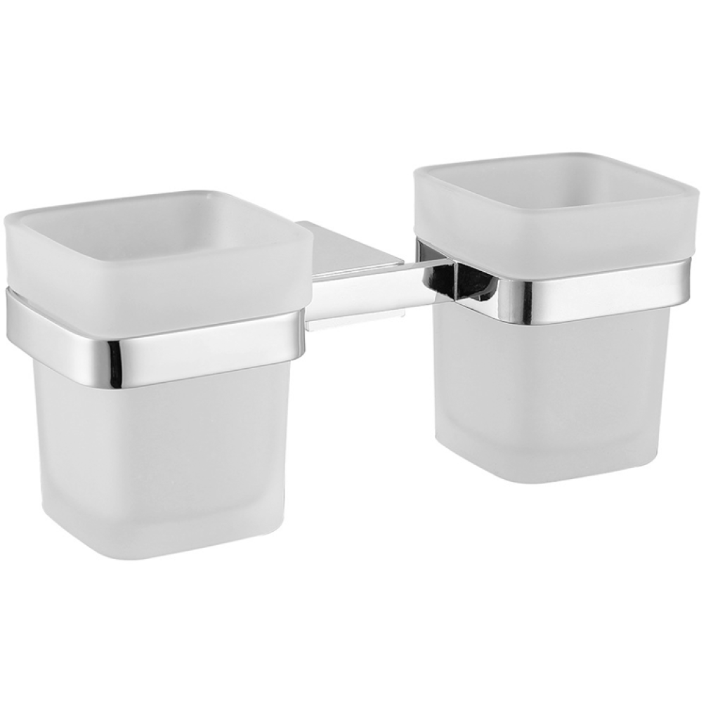 Image of The White Space Legend Double Tumbler and Holder in Chrome