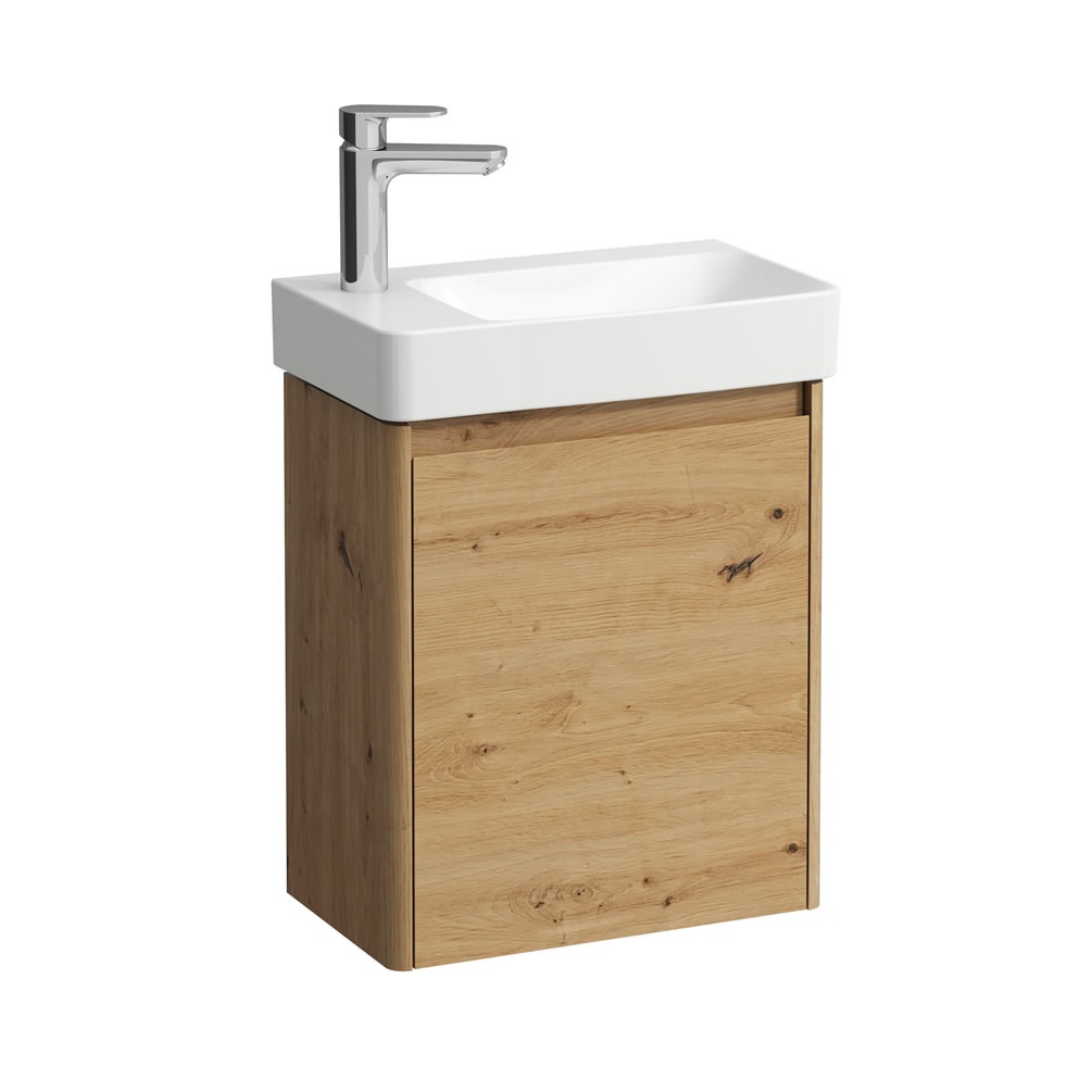 Cutout image of Laufen Base 2.0 Wild Oak 480mm Wall-Hung Vanity Unit & Basin