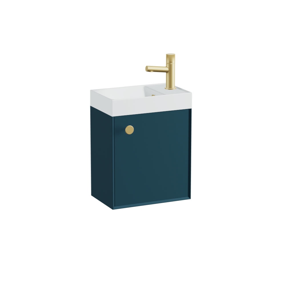 Vado Safari Smooth 400mm Atlantic Blue Vanity Unit & Mineral Basin - Left Pull
