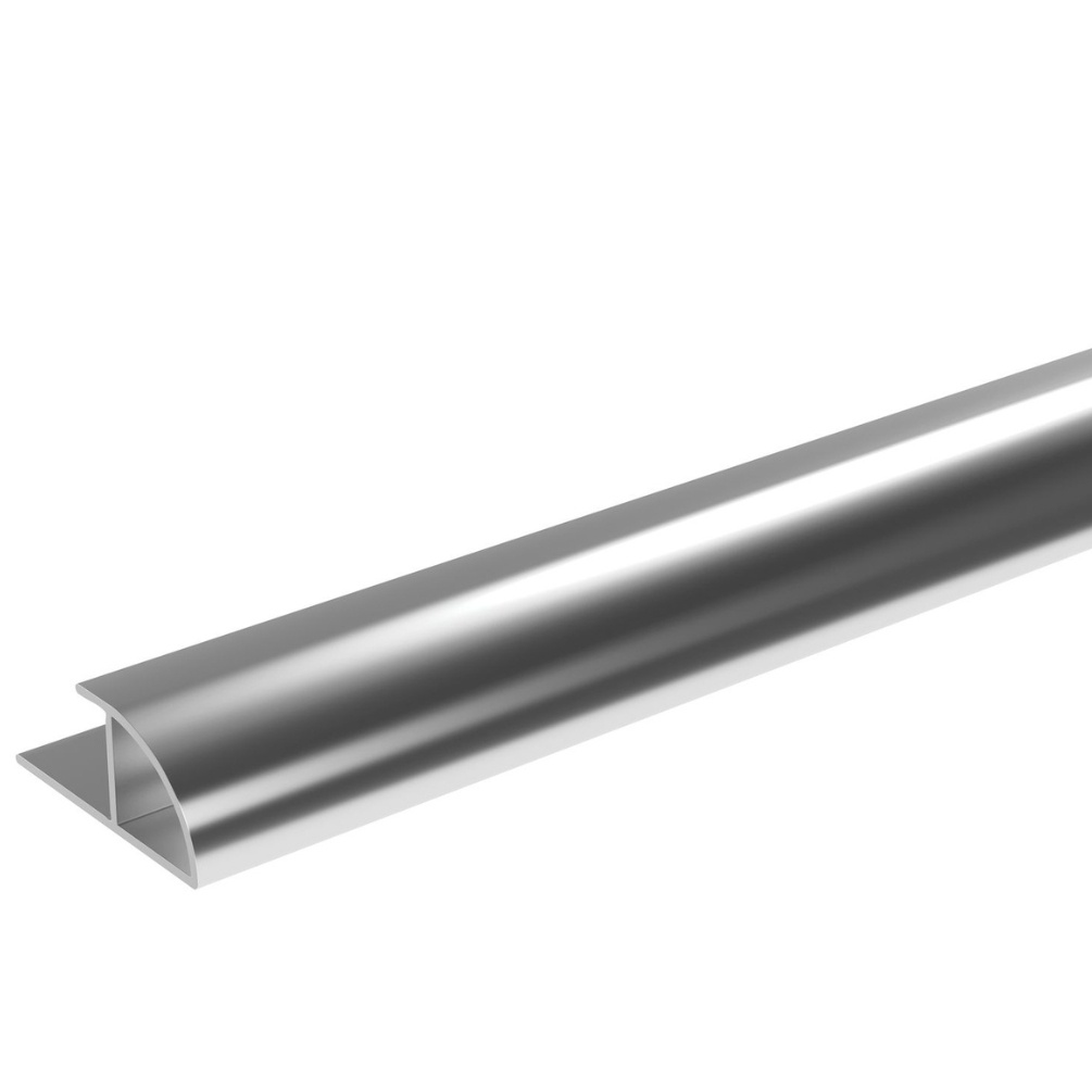Cut out image of the Showerwall Laminate Bright Silver Quadrant End Trim - QT1