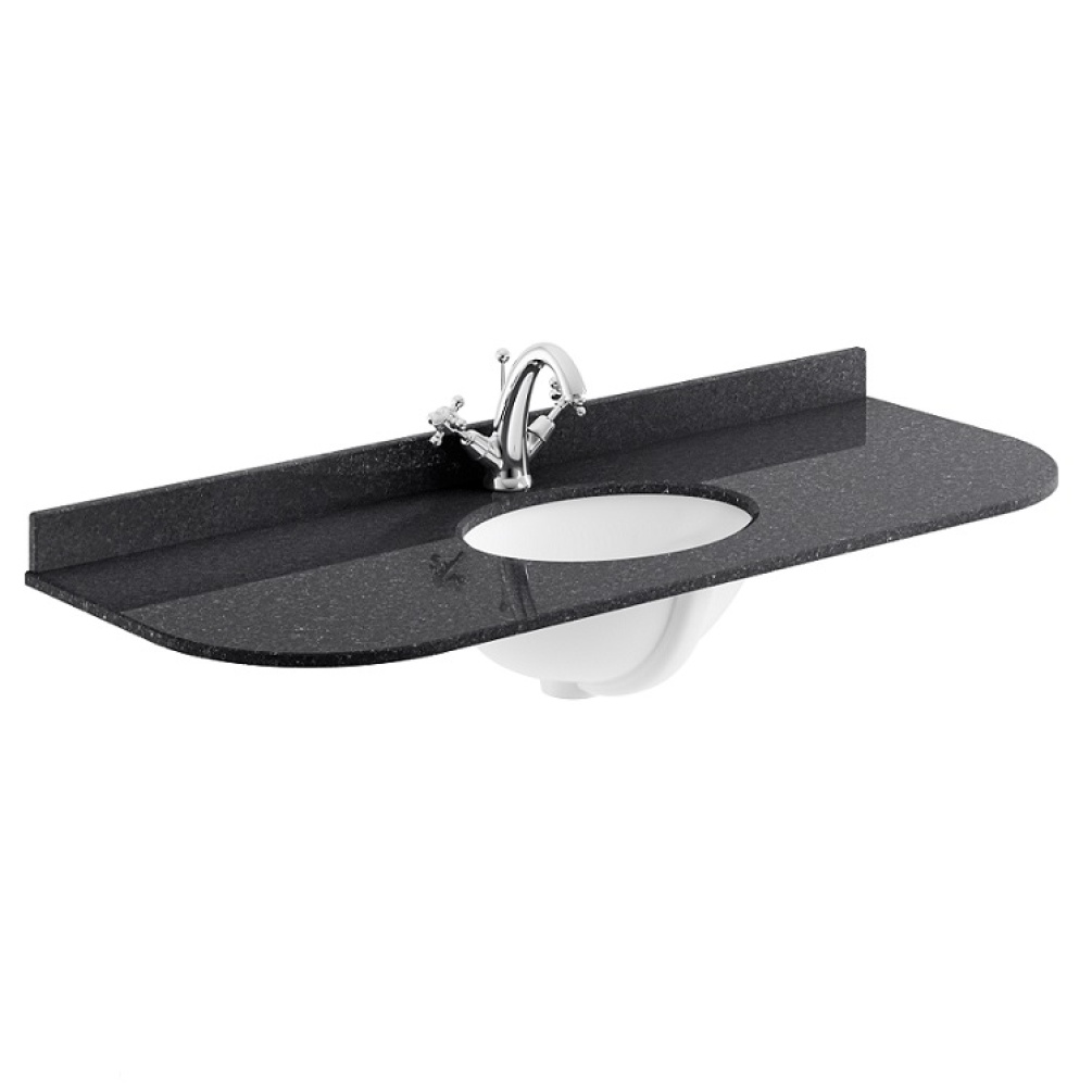Product cut out image of BAYC239 Bayswater 1200mm Single Bowl with Radius 1 Tap Hole Marble Black