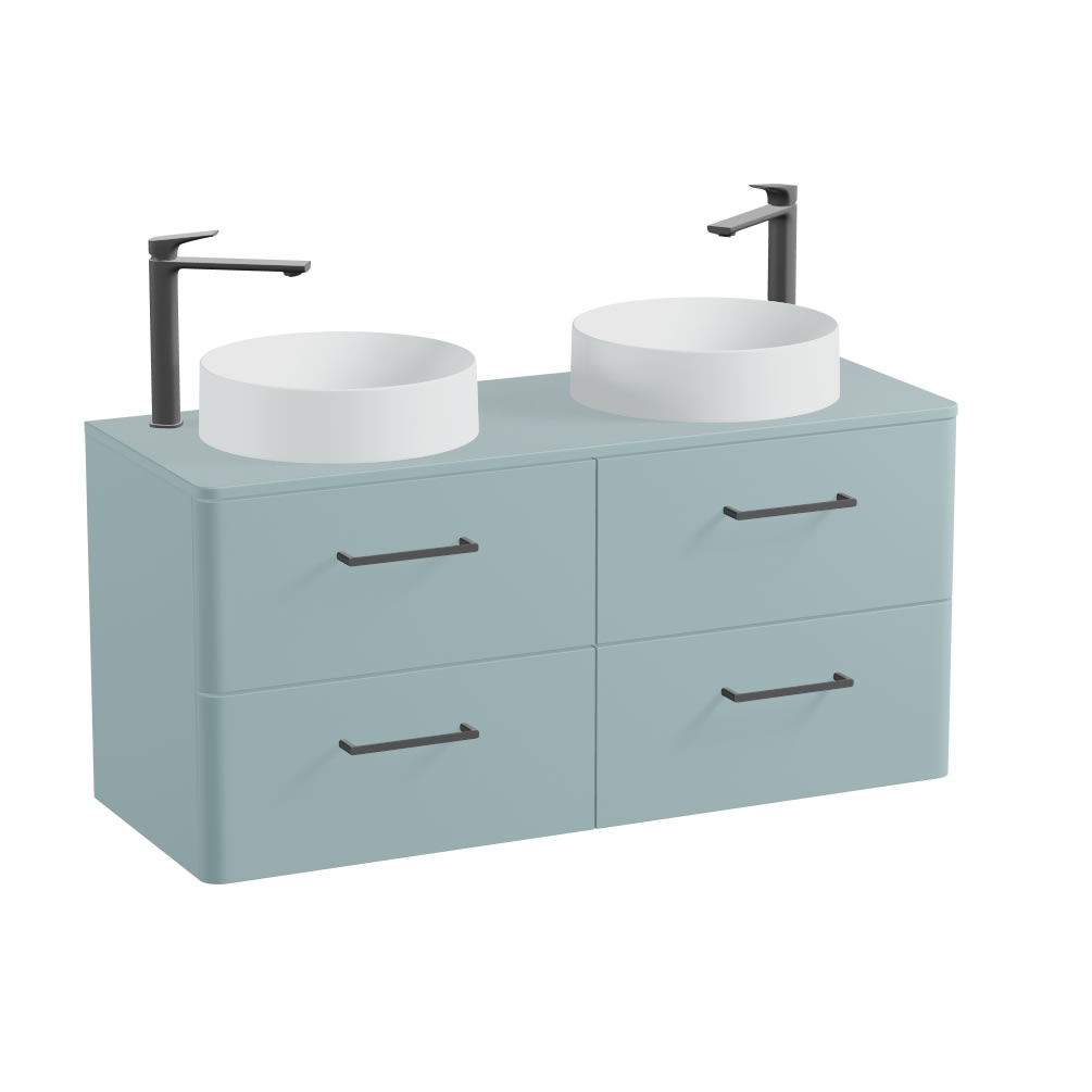 Vado Cameo 1200mm Cove Blue Wall Hung 4 Drawer Vanity Unit, Worktop & Arctic Basin