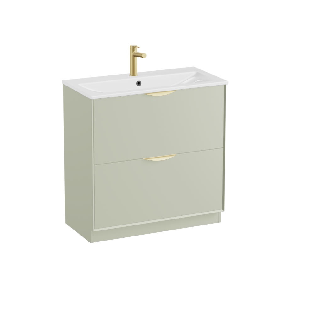 Vado Safari Smooth 800mm Sage Green Floor Mounted Vanity Unit & Ceramic Basin