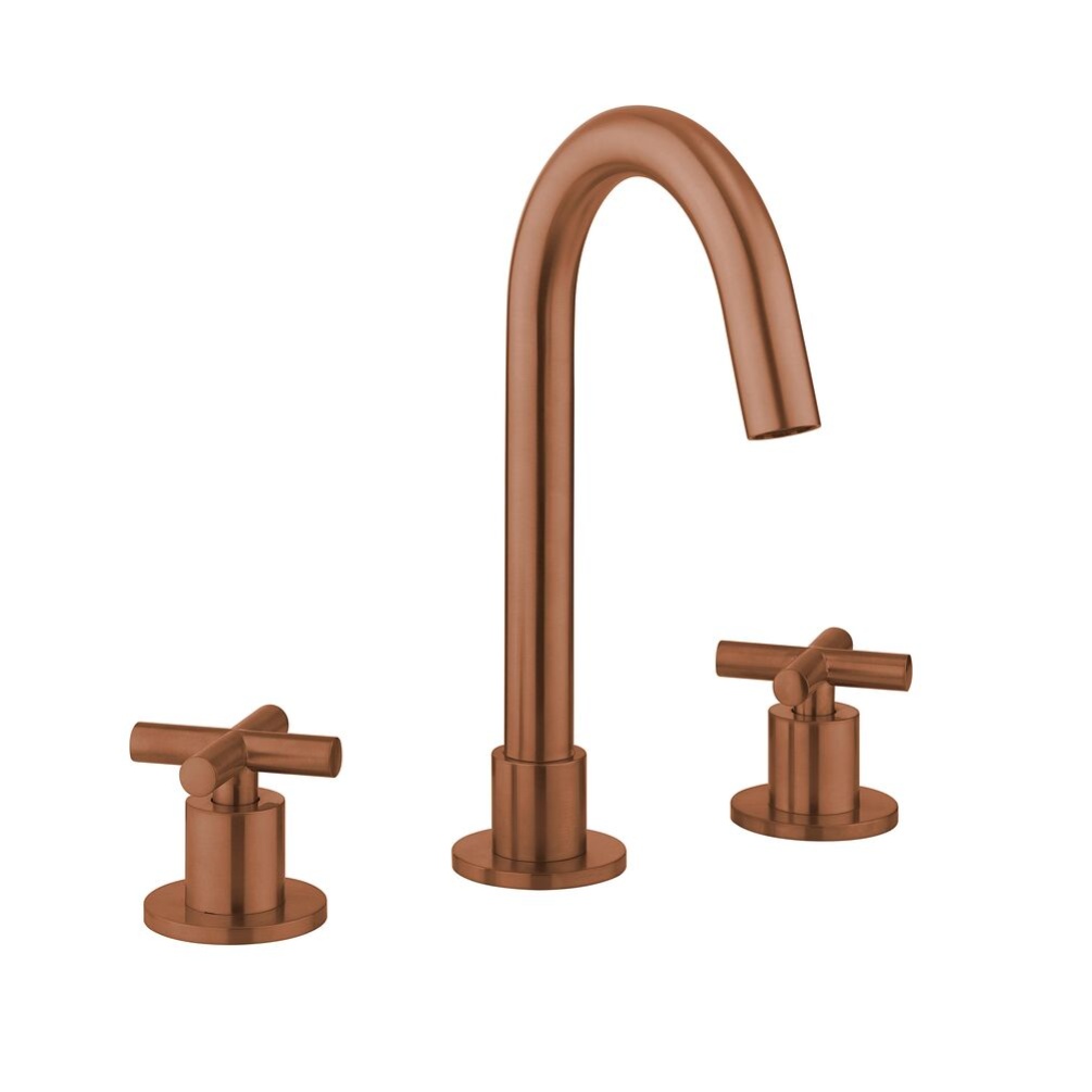 Crosswater MPRO Crosshead Brushed Bronze Deck Mounted Basin 3 Hole Set