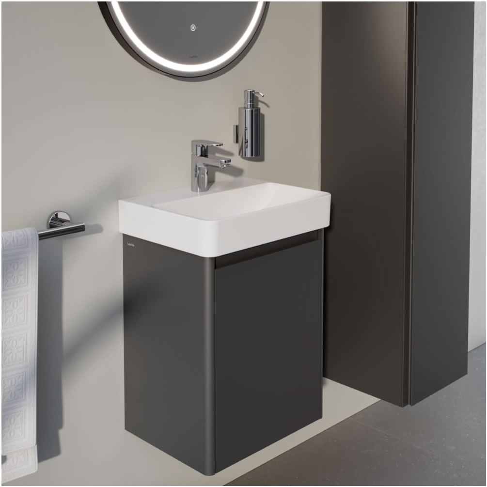 Lifestyle image of Laufen Base 2.0 Traffic Grey 450mm Wall-Hung Vanity Unit & Basin