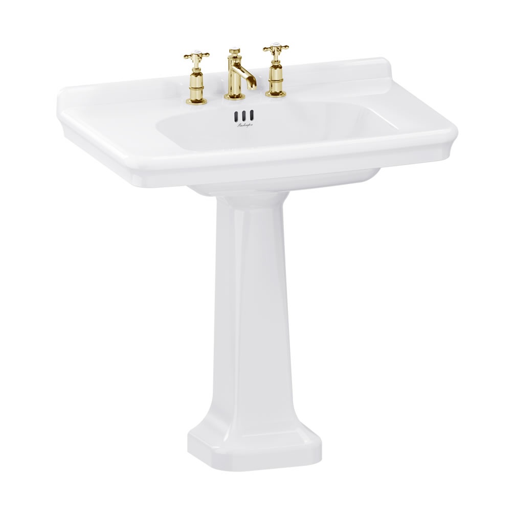 Burlington Guild 850mm Basin & Full Pedestal - 3 Tap Holes