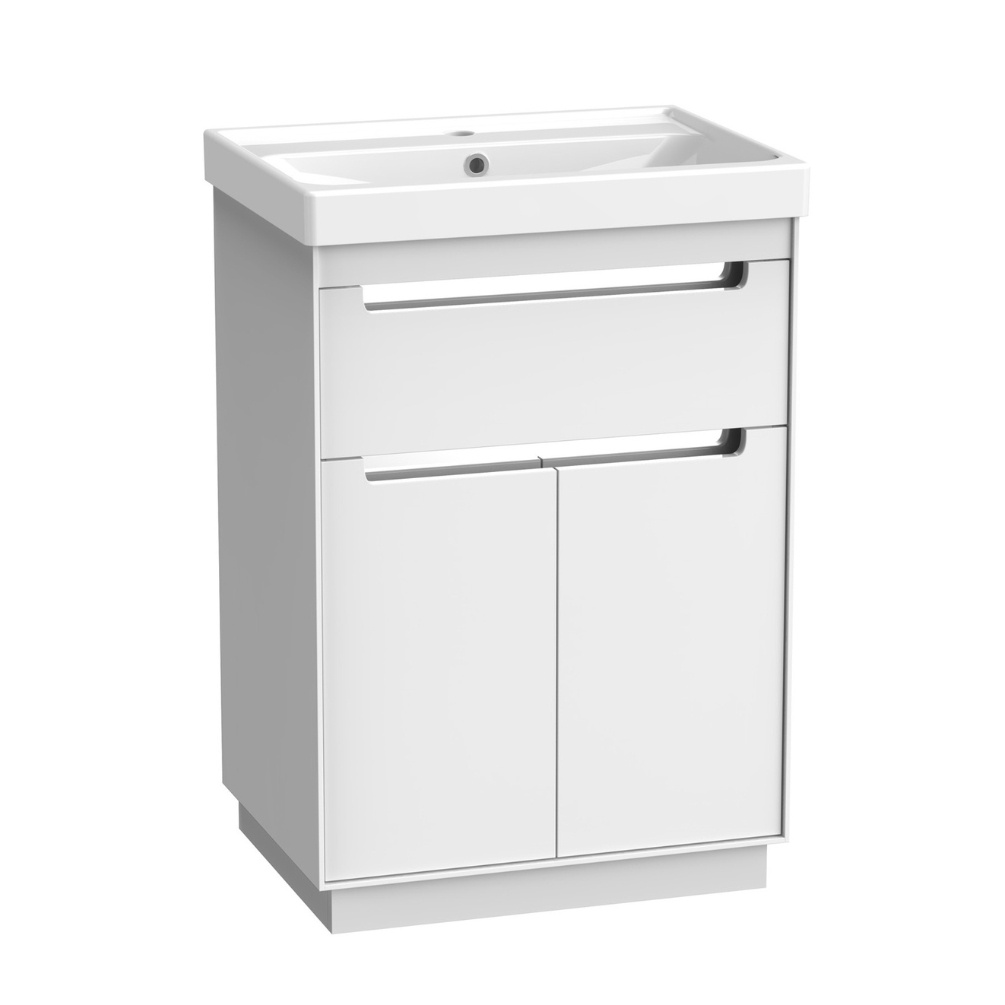 Cut out image of the Tavistock Acumen 600mm Gloss White Freestanding Vanity Unit & Basin