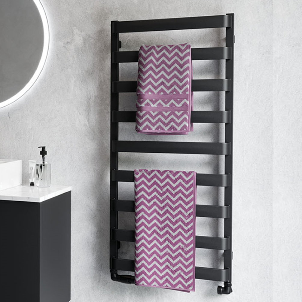 Lifestyle Photo of Crosswater Air Metallic Black Towel Warmer